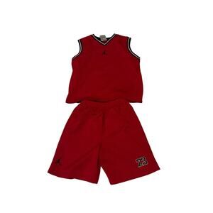 Jordan Boys Basketball Set Tank Shorts Red Size 6 Medium Authentic Activewear